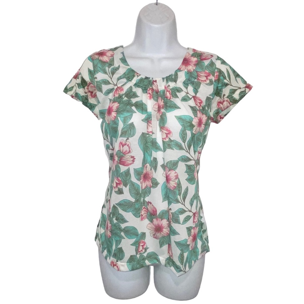 Kim Rogers Boho Floral Tropical Lightweight Semi Sheer Top - Women’s Small - Picture 9 of 9